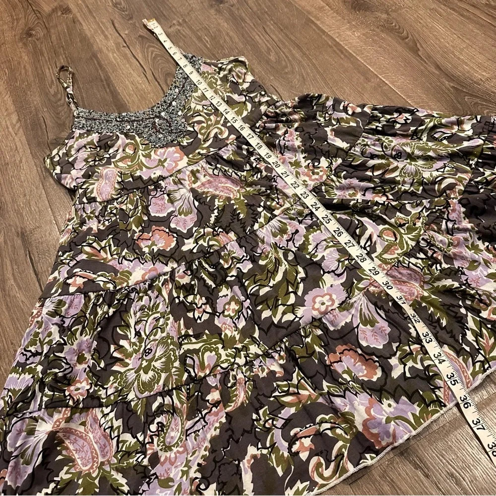 Free People Western Royalty Beaded Dark Floral Boho Sundress S Whimsigoth Fairy - Picture 11 of 13